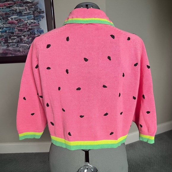 Price firm- Michael simon M watermelon 🍉 sweater cardigan easter valentines day - Picture 4 of 8